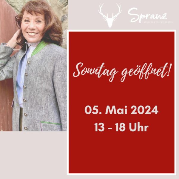 Sonntag, 5. Mai 2024 geöffnet